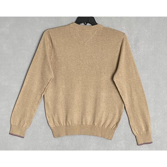 Tommy Hilfiger Men's XS Signature Crew Neck Sweater Embroidered Logo Beige NEW - Picture 6 of 12